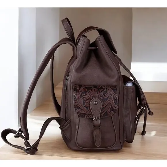 Wrangler Floral Tooled Backpack - Coffee *NEW in Package* Backpacks
